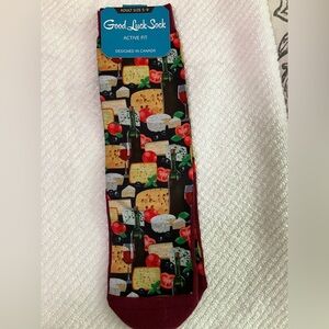 Cheese Good Luck Socks Wine and Cheese! New with tag. Fits Size 5-9. Mid calf.